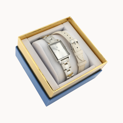 coffret relógio tempo prata